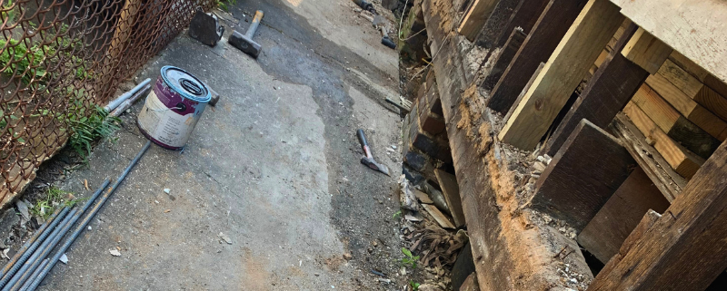 Before Foundation Repair. Replace sill in New Orleans.